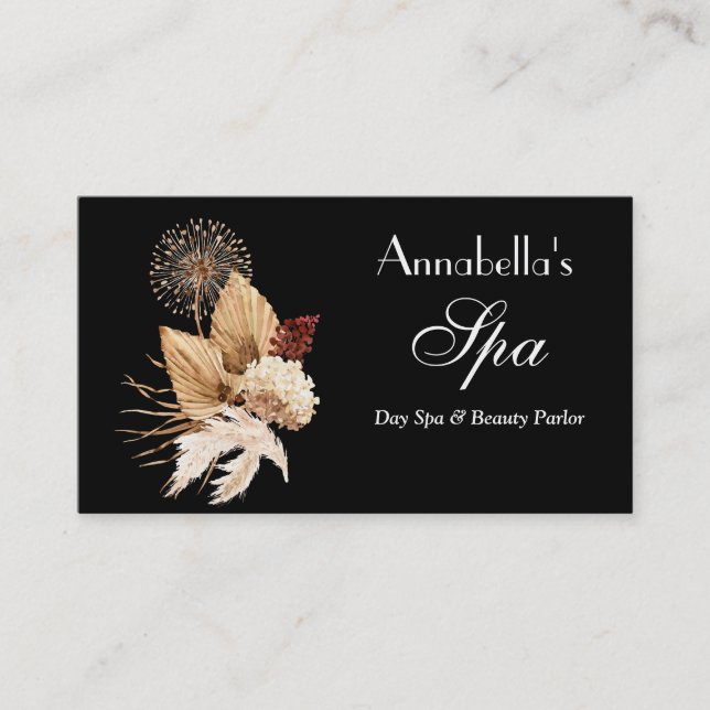 Elegant Boho Floral Spa Business Card (Front)