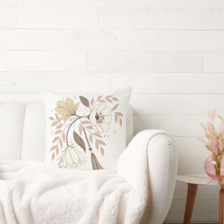 Elegant Boho Floral Watercolor Cushion