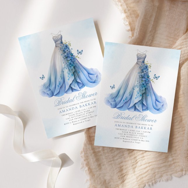 Elegant Boho Floral Wedding Dress Bridal Shower Invitation (Creator Uploaded)