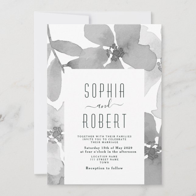 Elegant Boho Floral Wedding Invitation (Front)