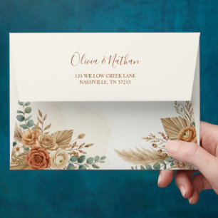 Elegant Boho Floral Wedding Invitation Envelope