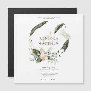 Elegant Boho Floral Wedding Magnetic Card