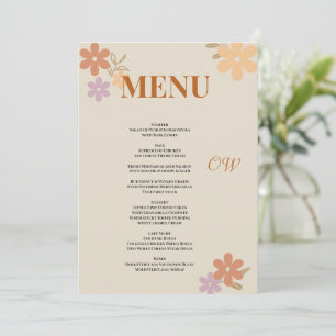 Elegant Boho Floral Wedding Menu Invitation