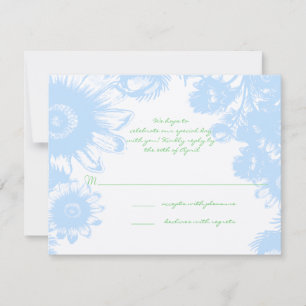 Elegant Boho Floral Wedding Pastel Blue RSVP Card