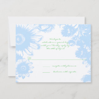 Elegant Boho Floral Wedding Pastel Blue RSVP Card