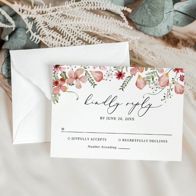 Elegant Boho Floral Wedding RSVP Card (Creator Uploaded)