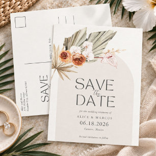 Elegant Boho Floral Wedding Save the Date Announcement Postcard