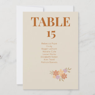 Elegant Boho Floral Wedding TABLE CARD