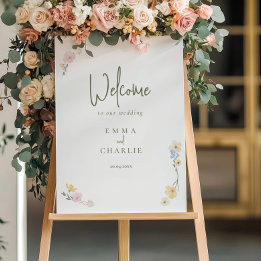 Elegant  Boho Floral Welcome Calligraphy Wedding
