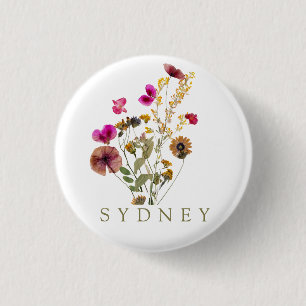 Elegant Boho Floral Wildflower 3 Cm Round Badge