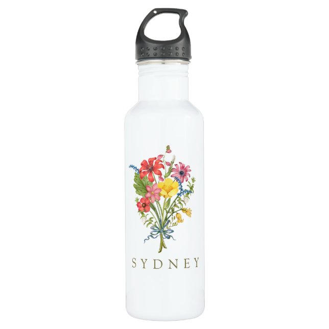 Elegant Boho Floral Wildflower 710 Ml Water Bottle (Front)