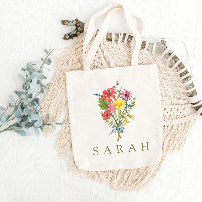 Elegant Boho Floral Wildflower Tote Bag (Creator Uploaded)