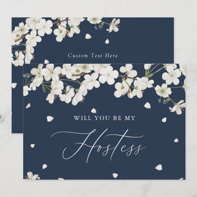 Elegant Boho Floral, Will you be my Hostess?  Invitation (Front/Back)