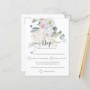 Elegant Boho Florals Eucalyptus Wedding RSVP Postcard