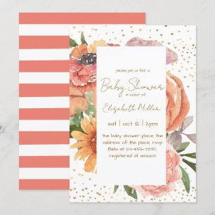 Elegant Boho Flower Baby In Bloom Baby Shower Invitation
