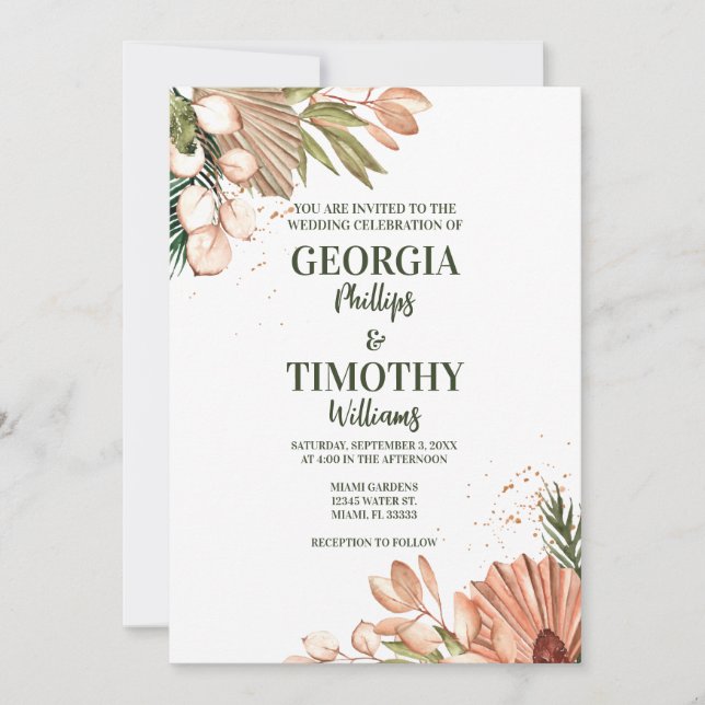 Elegant Boho Flowers Frame Invitation (Front)
