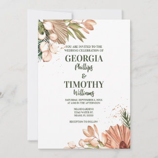 Elegant Boho Flowers Frame Invitation