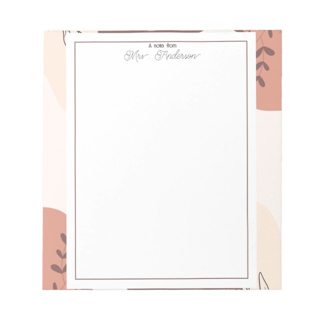 Elegant Boho Frame Teacher  Notepad (Front)