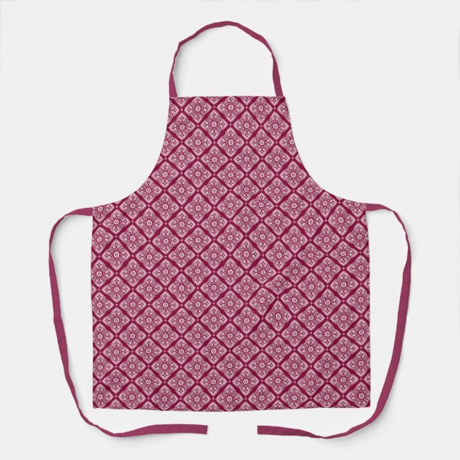 Elegant Boho Geometric Floral Pattern Apron (Front)