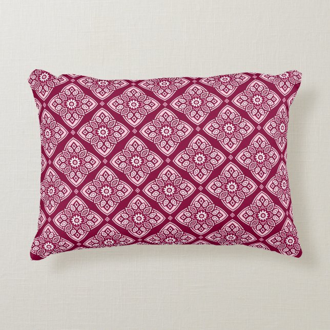 Elegant Boho Geometric Floral Pattern Decorative Cushion (Front)