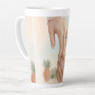 Elegant Boho Girl Latte Mug Soft Feminine Aesthe