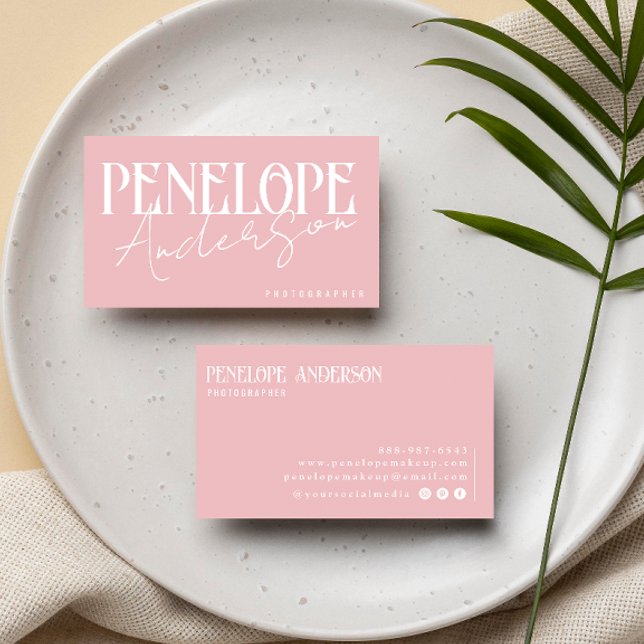 Elegant Boho Girly Pink Neutral Modern Trendy   Business Card (Creator Uploaded)