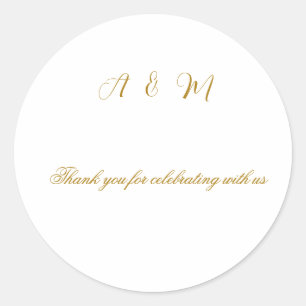 Elegant Boho Gold Faux Metallic Wedding Favour Cla Classic Round Sticker