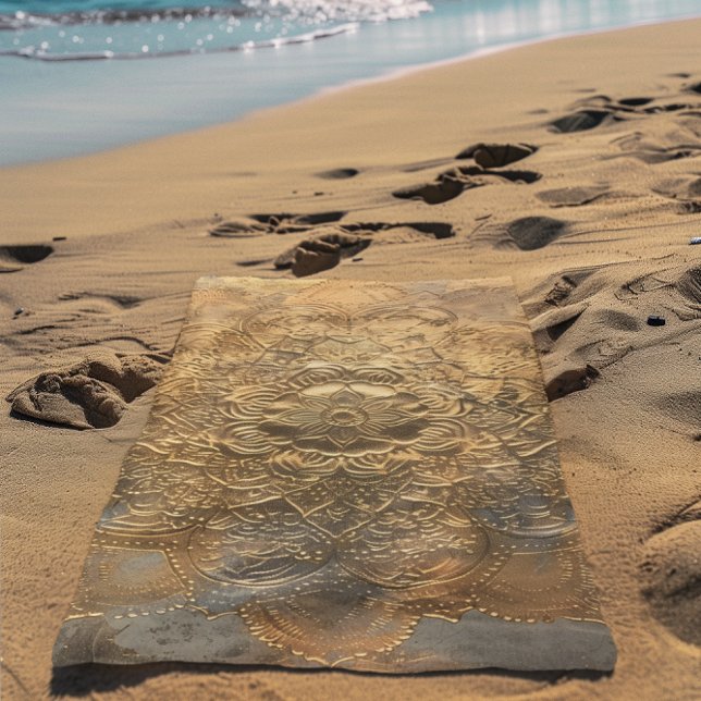Elegant Boho Golden Mandala  Beach Towel (Creator Uploaded)