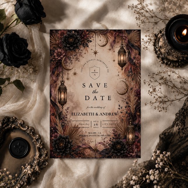 Elegant Boho Goth Wedding Save The Date (Creator Uploaded)