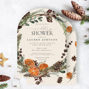 Elegant Boho Greenery Citrus Fall Wedding Shower Invitation