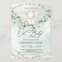 Elegant Boho Greenery Eucalytpus Elephant Oh Baby
