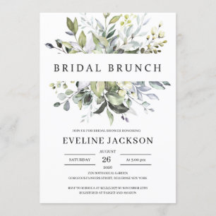 Elegant boho greenery foliage bridal brunch invitation