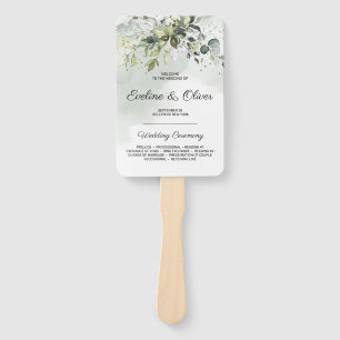Elegant boho greenery foliage eucalyptus dinner hand fan