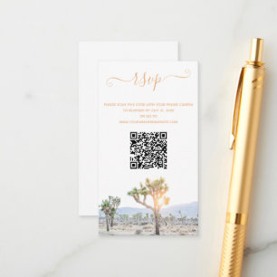 Elegant Boho Greenery Joshua Tree QR Code Wedding Enclosure Card