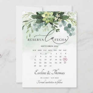 Elegant Boho greenery succulents reserva la fecha Save The Date