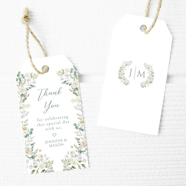 Elegant Boho Greenery Wedding Thank You Gift Tag (Creator Uploaded)