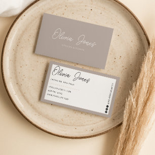 Elegant Boho Grey Branding Modern Trendy Unique Business Card