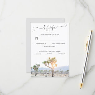 Elegant Boho Grey Greenery Custom Joshua Tree RSVP Card