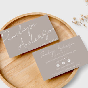 Elegant Boho Grey Neutral Chic Minimalist Modern Business Card