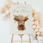 Elegant Boho Highland Cow Baby Shower Welcome Poster<br><div class="desc">Elegant Boho Highland Cow Baby Shower Welcome Sign. Click the edit/personalise button to customise this design.</div>