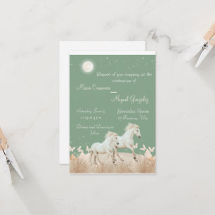 elegant boho horses wedding invitation