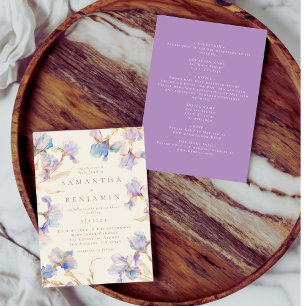 Elegant Boho Iris All In One Wedding Invitation