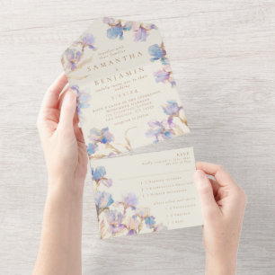 Elegant Boho Iris Wedding All In One Invitation