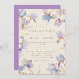 Elegant Boho Iris Wedding Invitation