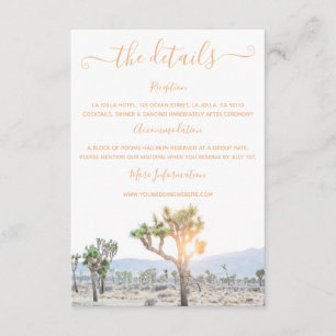 Elegant Boho Joshua Tree Greenery Wedding Details Enclosure Card