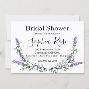 Elegant boho Lavender Eucalyptus Bridal shower Invitation