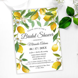 Elegant Boho Lemon Summer Bridal Shower Invitation