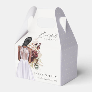 Elegant Boho Lilac Wedding Gown Bridal Shower Favour Box