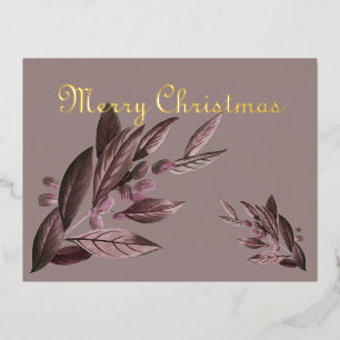 Elegant Boho merry christmas Foil Holiday Postcard