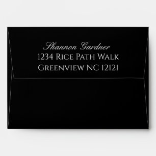 Elegant Boho Minimalist Black & White Wedding Envelope